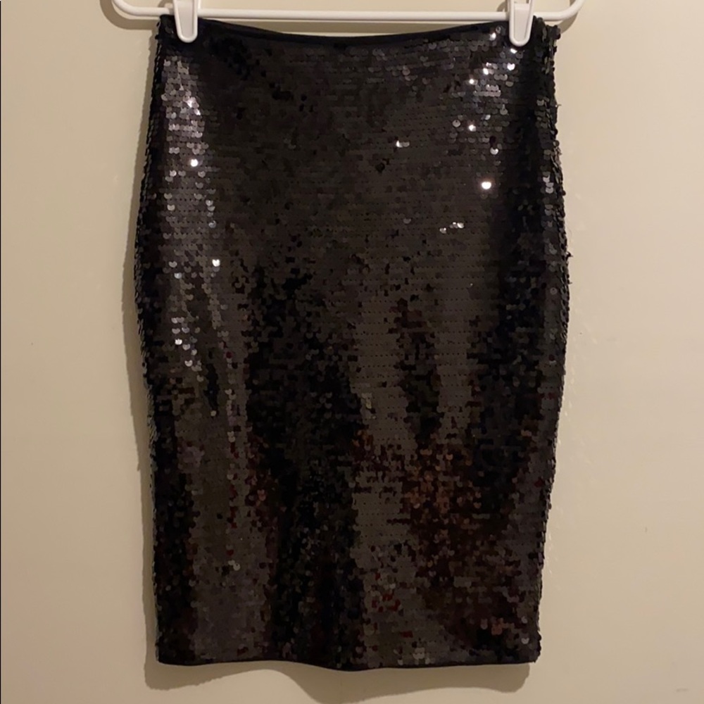 New W/ Tags Sequin Black Pencil Skirt H&M Sz S